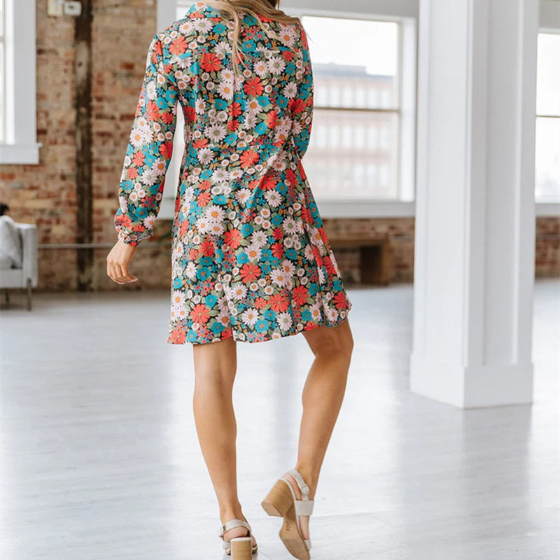 Elodie™ - Chic Floral Shirt Dress