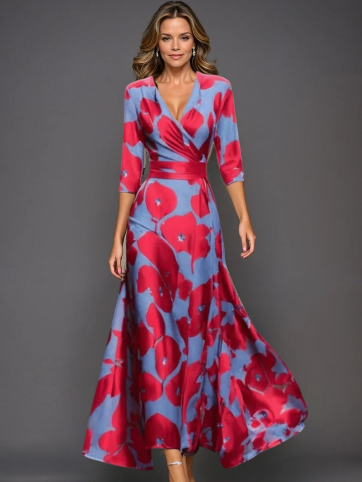 Zoe Classic Floral V-Neck Maxi Dress