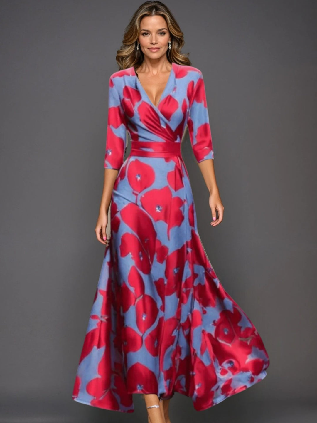 Zoe Classic Floral V-Neck Maxi Dress