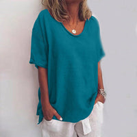 Relaxed fit blouse featuring a stylish V-neck design, perfect for casual outings and comfortable wear. 4