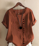Elegant short-sleeve blouse featuring a stylish round neckline, perfect for casual and formal occasions. 2