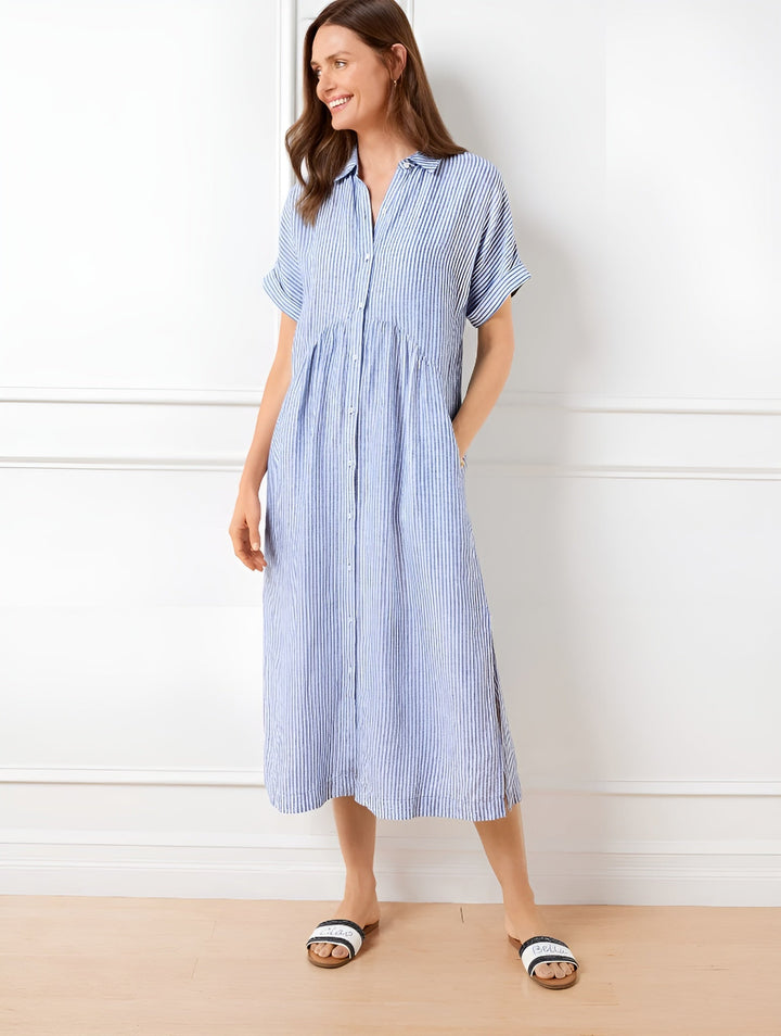 Florine Flattering Striped Shirtdress