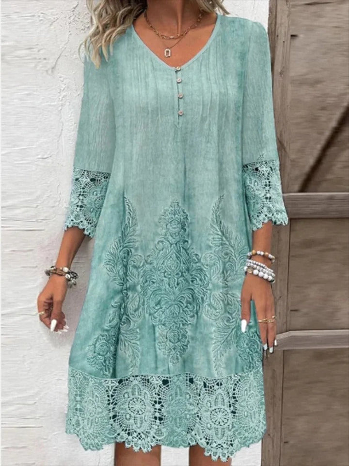 Edel Elegant Lace V-Neck Dress